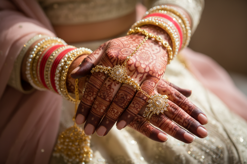 Bridal hands close-up